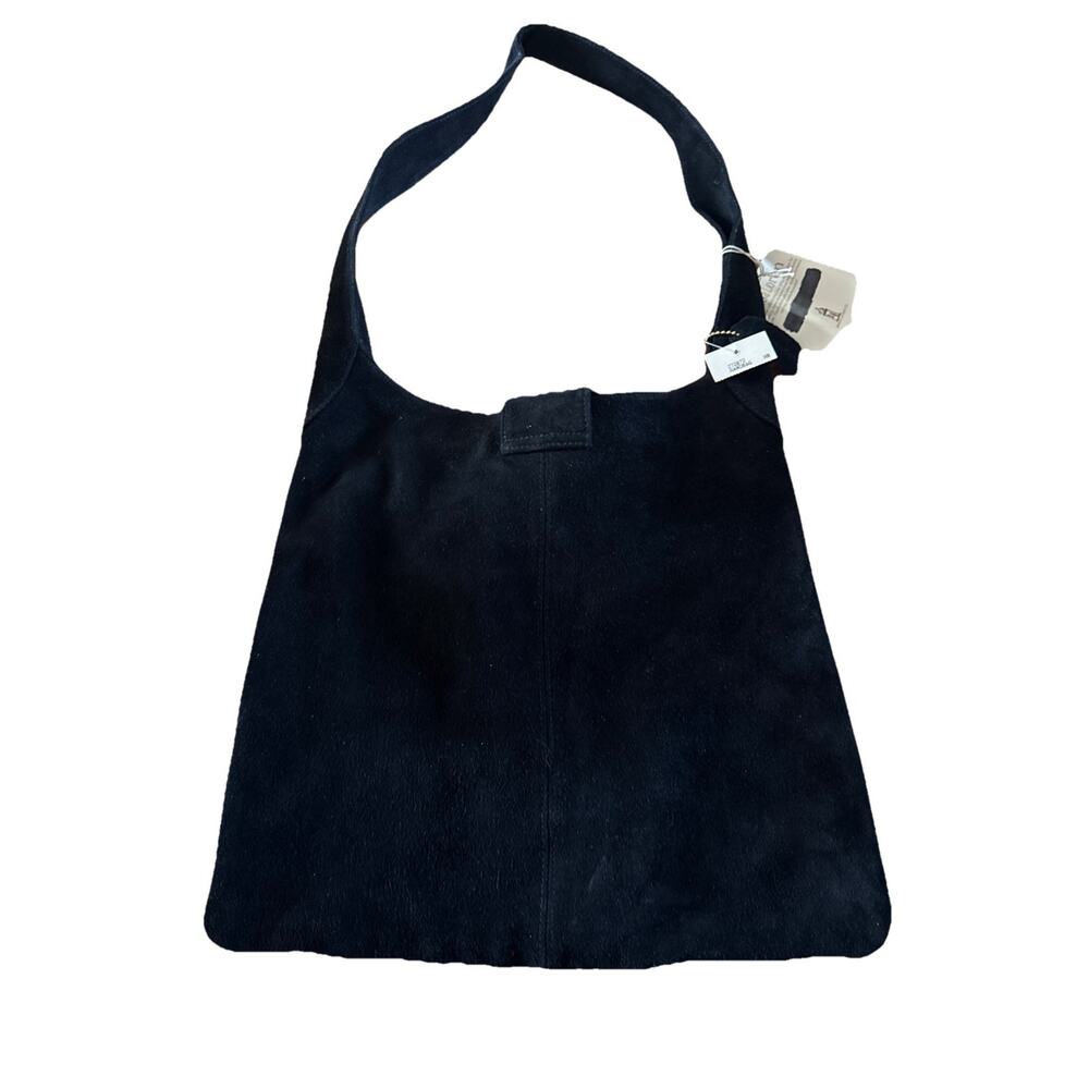 VTG Lisa Loren Black Suede Hobo Shoulder Bag NWT Deadstock 80s 90s Minimalist - Picture 6 of 9